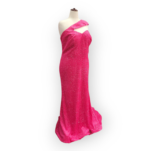 Hot Pink Evening Gown Size 24 - Picture 2 of 11